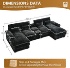 HYJT-H&K 124" U Shaped Cloud Couch Sectional, Comfy Plush Fluffy Corduroy Dark Grey Sectional Couches for Living Room, Modern Modular Corduroy Couch Sectionals with Central Console & Double Chaise