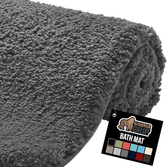 GORILLA GRIP Bathroom Rugs, 36x24, Ultra Soft Absorbent Mat, Thick Plush Bath Rug, Machine Washable, Microfiber Quick Dry, Mats for Shower, Bathtub and Floor, Home Decor Accessories, Charcoal