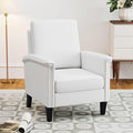 GOFLAME Modern Accent Chair, Comfy Upholstered Armchair with Rubber Wood Legs and Thick Padded Cushion, High Back Single Sofa Chair, Reading Side Chair for Living Room, Bedroom, White