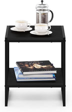 FURINNO Camnus Modern Living 2-Tier End Table, Americano, 15.9 in x 15.75 in x 18 in