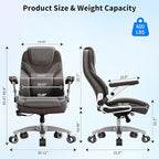 Big and Tall Office Chair with 5D Arms, 600lbs Fabric & PU Leather Heavy Duty Desk Chair, Adjustable Lumbar Support & Height, Tilt Function, High Back Ergonomic Executive Computer Chair