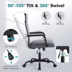 Office Desk Chair, Ergonomic Conference Room Chairs, PU Leather Executive Ribbed Computer Chair, Swivel Rolling Chair for Home Office