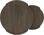 SIMPLIHOME Robin 2-Piece Nesting Coffee Table Set - 32 and 23 inch Wide Solid Mango Wood Round Living Room Tables in Ash Grey, Modern Space-Saving Center Table Set with Curved Legs, Assembled