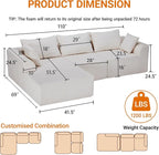 Sidanli 110" Modular Sectional Sofa, Cloud Sectional Couch with L-Shape Chaise, Modern Couch with Deep Seat for Living Room Bedroom, No Assembly Required, Beige (Soft Corduroy Fabric, Left Facing)