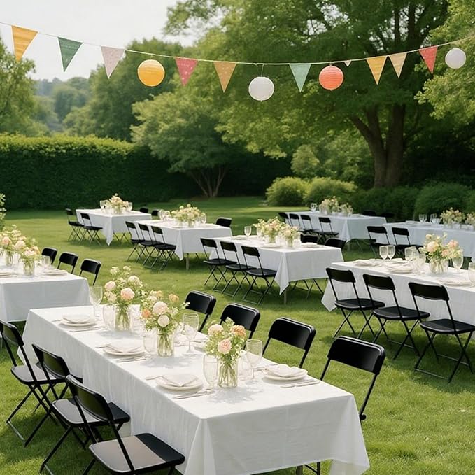 10 Pack Black Plastic Folding Chairs for Outside, Portable Stackable Commercial Metal Foldable Chairs with Steel Frame for Home Events Office Wedding Party, 350lbs Capacity