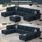 Legend Vansen Modular Sectional Sofa U Shaped Couch with Ottoman Modern Reversible Corner Sectional Couch for Living Room (Charcoal, U Shaped Sofa-4)