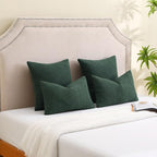 FUTEI Christmas Pack of 2 Dark Green Decorative Throw Pillow Covers 12x20 Inch Soft Cozy Solid Boucle Textured Lumbar Pillow Cases,Modern Home Decor for Couch Bed Living Room
