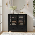SIMPLIHOME Connaught SOLID WOOD 46 inch Wide Traditional Tall Storage Cabinet in Black for the Living Room, Entryway and Family Room