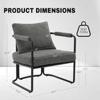 Accent Chairs Set of 2 for Living Room, Mid Century Modern Upholstered Reading Armchairs for Bedroom, Office, with Comfy Chenille Cushion & Metal Frame, Dark Grey