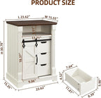Bathroom Floor Cabinet, Farmhouse Storage Cabinet with Sliding Barn Door, Small Storage Cabinet with Drawer for Bathroom, Kitchen, Living Room, Rustic Style (Antique White)