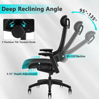 CLATINA Ergonomic High Swivel Executive Chair with Adjustable Height Head 3D Arm Rest Lumbar Support and Upholstered Back for Home Office Black Mesh 2 Pack