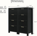 Modern Solid Wood Chest of Drawers, Multifunctional Large-Capacity Storage Drawer Cabinet, Dresser Organizer with Metal Handle, for Hallway, Entryway, Black X2