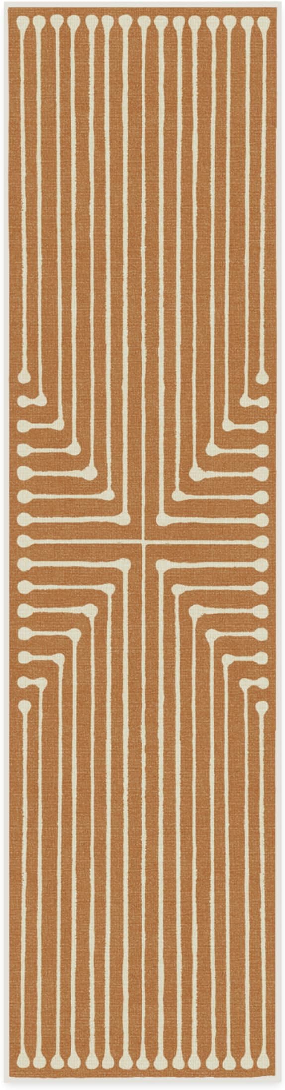 RUGGABLE x Jonathan Adler Machine Washable Modern Runner Rug – Inkdrop Copper 2.5x12, Stain-Resistant, Non-Slip – Washable Rug for Hallway, Entryway, Living Room & Kitchen–with Standard Pad