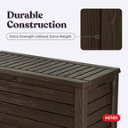 Keter Westwood 150 Gallon Deck Box Organizer, Doubles as 2-Person Bench Seat, Brown – Large Resin Outdoor Storage and Seating with Lockable Lid for Garden, Pool, and Patio