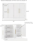 Crosley Furniture Roarke 3-Piece Modern Glass Door Sideboard Buffet Cabinet and Kitchen Storage Pantry Set, White