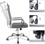 Home Office Chair Ribbed, Modern Leather Conference Room Chairs, Ergonomic Office Desk Chair, High Back Executive Computer Chair, Adjustable Swivel Chair with Arms (Grey)