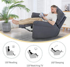 Reclining Sofa Rocking Recliner Chair Manual Adjustable 360 Swivel with Ergonomics Overstuffed Lumbar Arm Support Natural Fabric Surface Made for Living Room, Bedroom, Nursery, Dark Grey