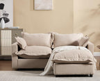 chairus 68" Love Seat Sofa with Ottoman Upholstered Linen Deep Seat Couch with Pillow Modular Oversized Couch Sleeper for Living Room, Bedroom, Reception Room, Apartment, 2-Seater/Oatmeal
