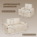 Furnimart 3-Seater Living Room Set Corduroy, 58" Wide Loveseat & Accent Chair with USB Chargers, Cup Holders & High-Density Foam, Modern Sofa & Armchair Set for Apartment, Living Room(2 Colors)