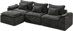 Hobestluk 120" Cloud Modular Sectional Couch 3-Seater Sofa with Ottoman L Shaped Sofa with Removable Cover Large Sofa Couch for Living Room (Dark Grey, 3-Seater Sofa with One Ottoman)