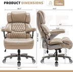 Big and Tall Office Chair 700lbs- Large High Back Executive Computer Desk Chair with 3D Flip-Up Arms, Adjustable Lumbar Support, Extra Wide Plus Size Seat, Heavy Duty Metal Base & Quiet Rubber Wheels