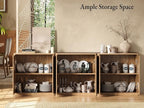 Evermagin 94.5" Oak Buffet Cabinet with Storage, Large Sideboard Cabinet, Boho Accent Credenza, Fluted Console Table with Doors for Dining Room, Kitchen, and Living Room