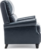 Faux Leather Recliner Chair, Modern Pushback Armchair with Adjustable Backrest & Footrest for Bedroom, Living Room (Dark Blue, Set of 2)