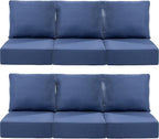 Luxury 24x24x6 Inch Outdoor Deep Seat Cushions Set of 6 - Comfortable Patio Zipper Chair Cushion for Outside Wicker Dining Rocking Swivel Chairs Loveseat Couch Sectional Sofa - Navy Blue