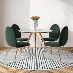 RUGGABLE x Jonathan Adler Machine Washable Modern Area Rug– Inkdrop Slate Blue 8 ft Round, Stain-Resistant, Non-Slip– Large Rugs for Living Room, Bedroom, Hallway, Entryway & Office–with Standard Pad