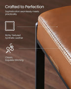 VASAGLE EKHO Collection - Bar Stool, Counter Height Bar Stool, Synthetic Leather with Stitching, Mid-Century Modern Counter Barstool, 26-Inch Tall, Kichen Home Bar Dining Room, Caramel Brown