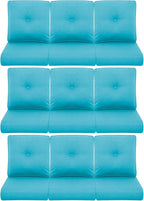 9-Piece Outdoor Patio Cushion Set - Fade & Water Resistant with Removable Olefin Cover, 22x24x4 Inch Memory Foam Cushions for Wicker Sectional Sofa – Teal/Buckle
