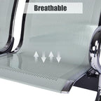Kinsuite 3-Seat Reception Chairs - Waiting Room Chairs with Arms & Stainless Steel Frame, Waiting Room Bench Lobby Chairs for Office Airport Bank Hospital, Silver