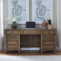 Liberty Furniture Carolina Park Jr Executive Credenza with Keyboard Tray, Locking File Storage for Home Office- Amber Brown Oak Wood
