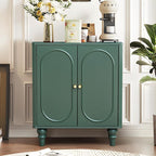 ORRD Fluted Storage Cabinet, Modern Credenza Wooden Accent Sideboard Buffet Cabinet Set of 2 with Adjustable Shelves and Solid Wood Legs, Console Table for Kitchen Dining Living Room Entryway, Green