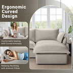 114” Oversized Modular Sectional Sofa, Comfy Down Fill Cloud Couch, 3 Seater Modular Sofa Couch with One Single Seat, Convertible Sectional Couches for Living Room, Linen, Light Gray