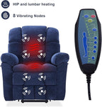 Triple Motor Power Lift Recliner Chair with Massage and Dual Heat for Elderly People, Zero Gravity Lay Flat Recliner Infinite Position, USB Ports（Navy Blue）