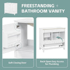 36 Inch Bathroom Vanity with Sink Set, Undermount Vanity Sink Cabinet with 3 Drawers and Door Storage, Soft Closing Door, Wood Frame, White