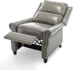 Pushback Recliner Chairs Set of 2, Faux Leather Wingback Recliner Chair, Upholstered Armchair Push Back Recliner with Wood Legs, Rivet Trim Single Sofa Accent Chair for Living Room, Bedroom, Gray