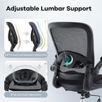 Office Chair Mesh Seat,Ergonomic Mesh Desk Chair with Adjustable Lumbar Support,Computer Chair with Flip-up Armrests, Rolling Executive Chairs, Home Office Chair(Black)
