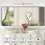 Matte Black Bathroom Mirror,72x32 Inch Large Black Metal Frame Vanity Mirror,Round Corner Black Rectangle Mirror for Wall,Tempered Glass,Anti-Rust(Horizontal/Vertical)