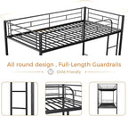 Merax Bunk Bed with Ladder and high Guardrail, Able to Split, Metal Bunk Bed, Storage Space, Noise Free,Twin Over Twin Size,Black