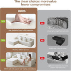 101" L-Shaped Couch for Living Room,Modular Sectional Cloud Couch,Boneless Sofa in A Box,Upholstered Couches for Bedroom,White Sofa with Oversized Chaise