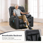 ANJ Black Power Lift Recliner Chair for Elderly with Heat & Massage, Faux Leather Electric Recliner Sofa with USB Port, Cup Holders & Side Pockets, Heavy Duty Reclining Chair for Seniors