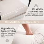 LukeAlon Mid-Century Chenille Accent Chair with Ottoman, Soft Living Room Chair with Metal Legs Modern Upholstered Armchair Reading Nook Chair Lounge Leisure Chair with Footstool for Bedroom, Beige