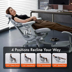 LiberNovo Dynamic Ergonomic Office Chair - Comfy Adjustable Desk Chair with Adaptive Lumbar Support, 160° Recline & Built-in Spine Stretch for Back Comfort, Home Office Long Hours Use, Black+48cm