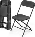 VINGLI 6 Pack Black Plastic Folding Chair, Indoor Outdoor Portable Stackable Commercial Seat with Steel Frame 350lb. Capacity for Events Office Wedding Party Picnic Kitchen Dining