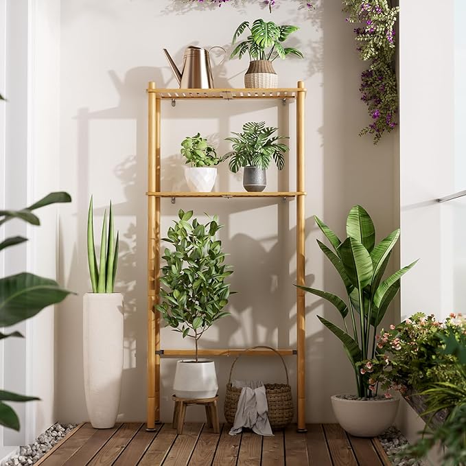 AmazerBath Bamboo Over The Toilet Storage Shelf, 2-Tier Over Toilet Organizer Rack, Freestanding Above Toilet Shelf for Bathroom, Laundry, Space Saver, Natural Color