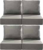 Luxury 24x24x6 Inch Outdoor Chair Cushions Set of 4 - Heavy Duty Water-Resistant Comfortable Cushion for Patio Furniture Set Dining Gliding Rocking Chairs Loveseat L-Shape Sofa - Grey
