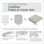 Classic Accessories Montlake Water-Resistant 25 x 25 x 5 Inch Square Outdoor Seat Cushion, Patio Furniture Chair Cushion, Heather Grey, Outdoor Cushion Cover