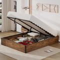 Queen Size Lift-Up Storage Platform Bed Frame, Metal Bed Frame with Wooden Slats Support, Spacious Underneath Storage, No Box Spring Required, Noise-Free, Rustic Brown